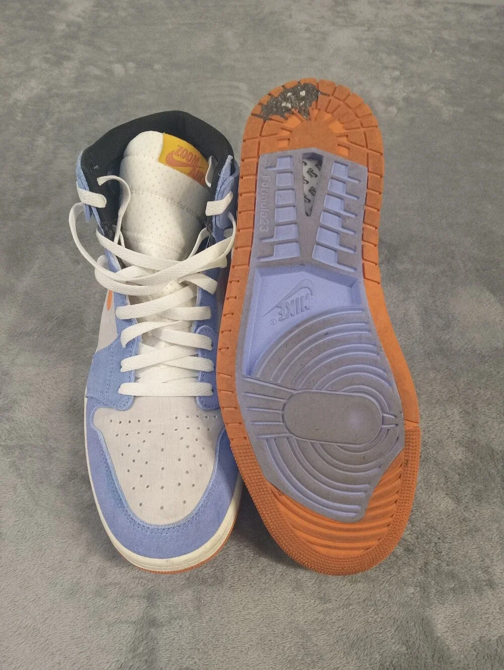Air Jordan 1 High Top Sneakers - Blue, Orange, Cream Suede Size 11